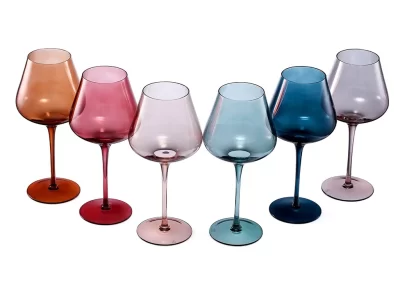 Pastel Large Colored Crystal Wine Glass Set Of 6